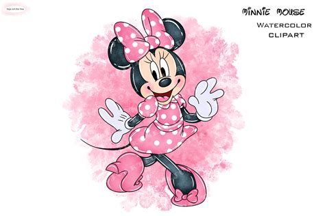 Minnie Watercolor Minnie Mouse Minnie Mouse Clipart Minnie Etsy