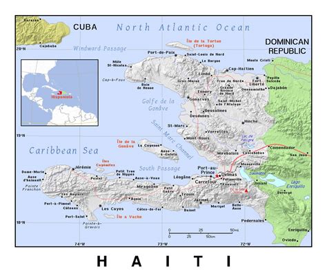 Detailed political map of Haiti with relief | Haiti | North America ...