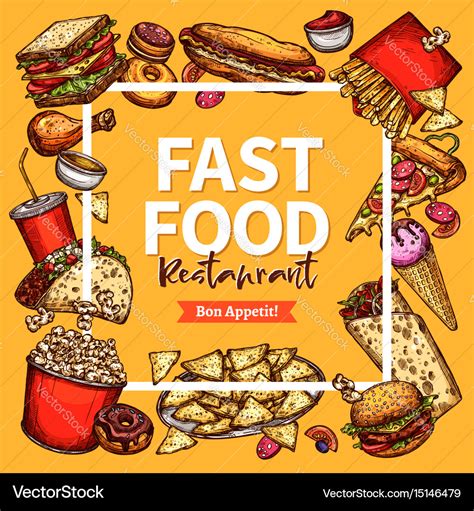 Fast Food Restaurant Poster Menu Template Vector Image