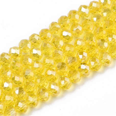 Honeyhandy Electroplate Glass Beads Strands Ab Color Plated Faceted Rondelle Gold 6x5mm