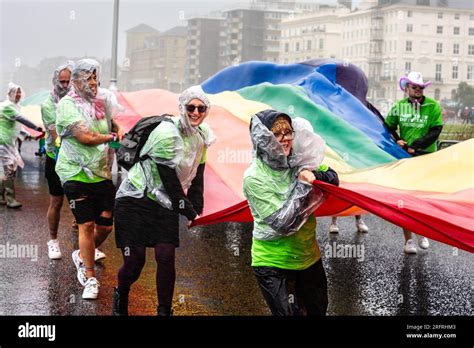 Brightonuk 5th August 2023 Keeping The Pride Banner Under Control