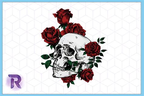 Skeleton Skull Rose Halloween Flower Png Graphic By Revelin · Creative