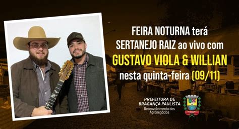 Feira Noturna terá show a dupla sertaneja Gustavo Viola e Wiliam