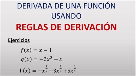 Derivada De Una FunciÓn Aplicando FÓrmulas De DerivaciÓn Youtube