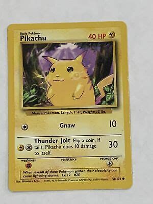 Yellow Cheeks Pikachu Pok Mon Collectable Card Very Rare