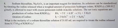 SOLVED Sodium Thiosulfate NazSzO3 Is An Important Reagent For