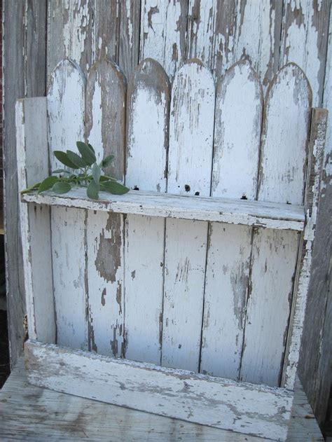 Vintage Chippy White Picket Fence Shelf Via Etsy Fence