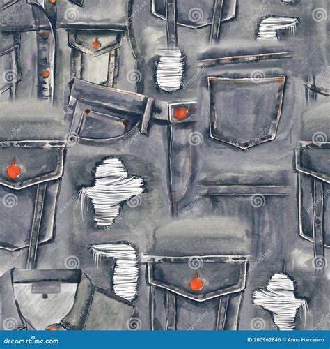 Seamless Jeans Pattern Blue Denim Texture Denim Patchwork Material