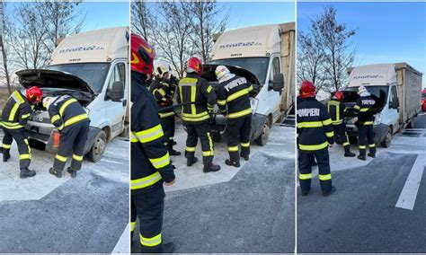 Foto Incendiu Pe Autostrada A Sibiu Sebe Un Camion A Luat Foc Din