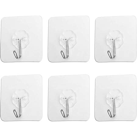 FANGZIDM 6PCS Adhesive Hooks No Nails Waterproof Wall Hooks Hangers For