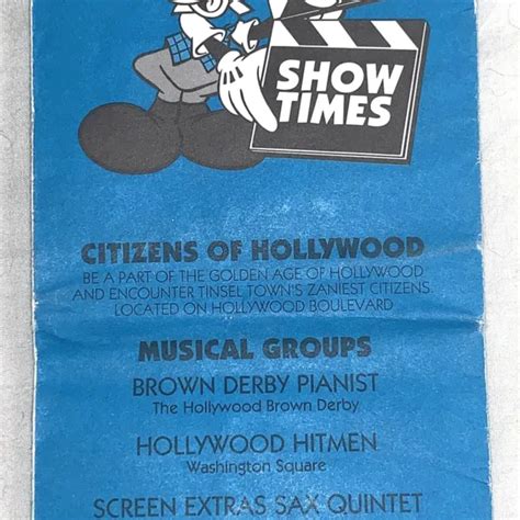 Disney Mgm Studios Brochure Show Times 1995 Vintage Travel Theme Park