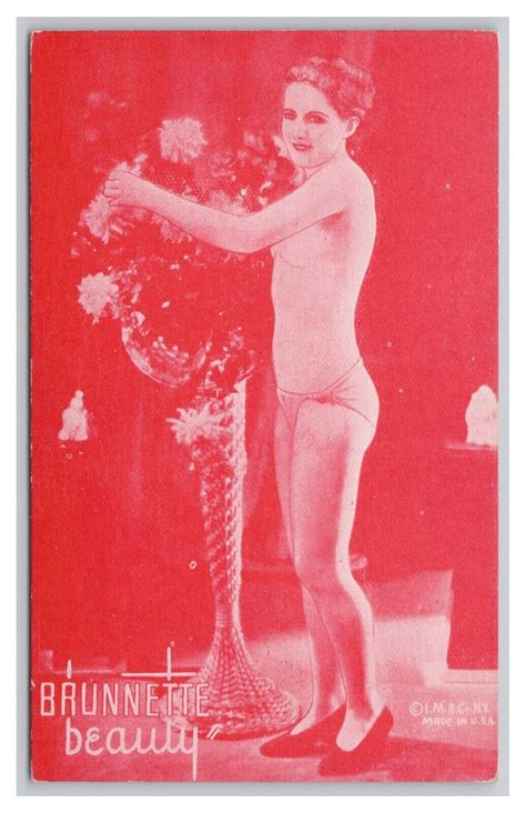 Colored Arcade Card Risque Burlesque Semi Nude Showgirl Brunette Beauty Other Unsorted