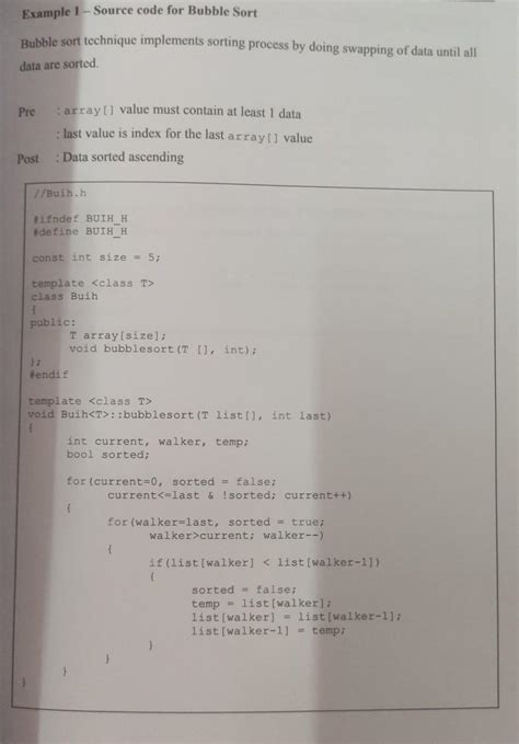 Solved Example Source Code For Bubble Sort Bubble Sort Chegg