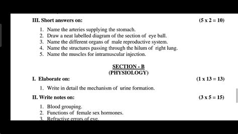 Anatomy And Physiology Question Paper For B Sc Nursing 1st Year