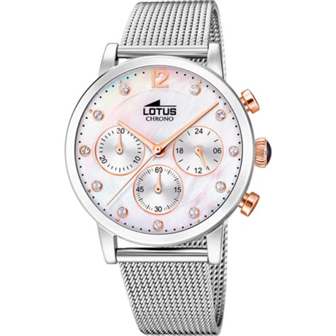 Reloj Lotus Mujer Malla Milanesa Esfera Blanca Relojes Lotus Mujer