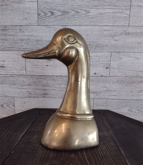 Vintage Mid Century Brass Duck Goose Bookend Single Onlyvintage Brass