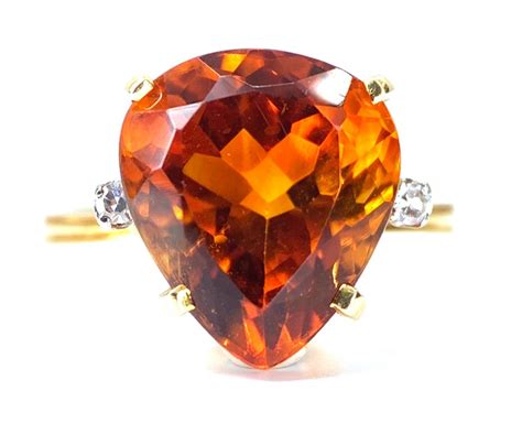 Pear Shape Madeira Citrine Diamond Ring