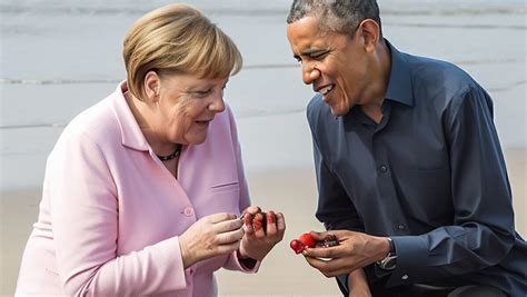 Angela Merkel Ki Strandausflug Mit Barack Obama W V