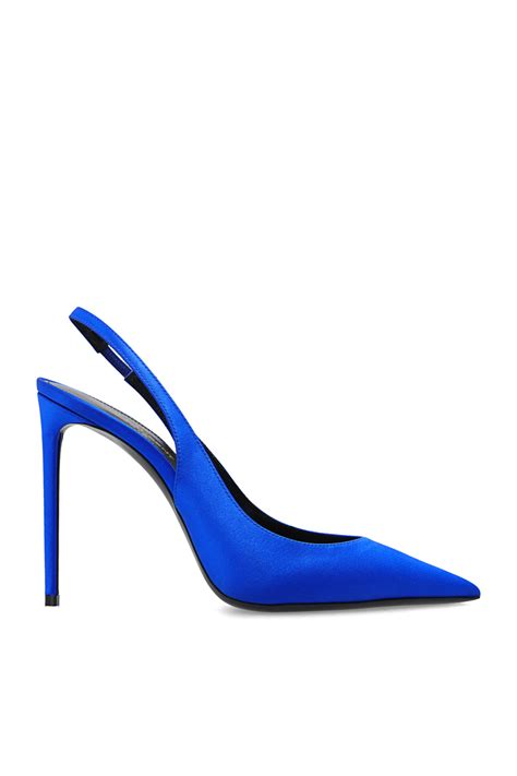 Blue Satin Sling Back Pumps Saint Laurent Vitkac Gb