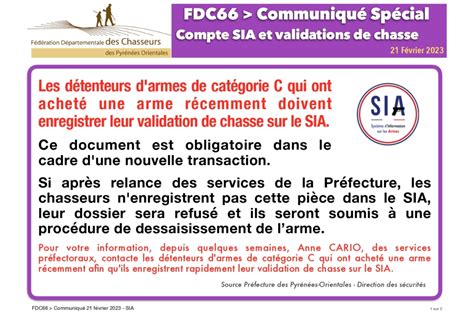 Communiqué spécial SIA FDC 66 Fédération Départementale des