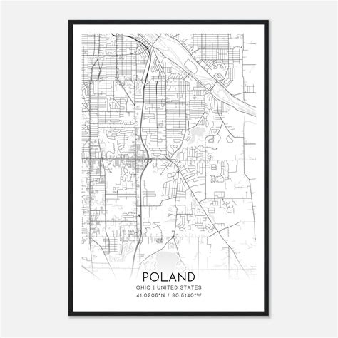Poland Ohio Map Poster, Modern Home Decor Wall Art Print - Custom Maps