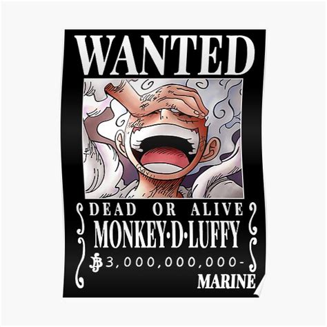 Luffy Wanted Bounty Nika Gear5 4th Yonko Poster For Sale By