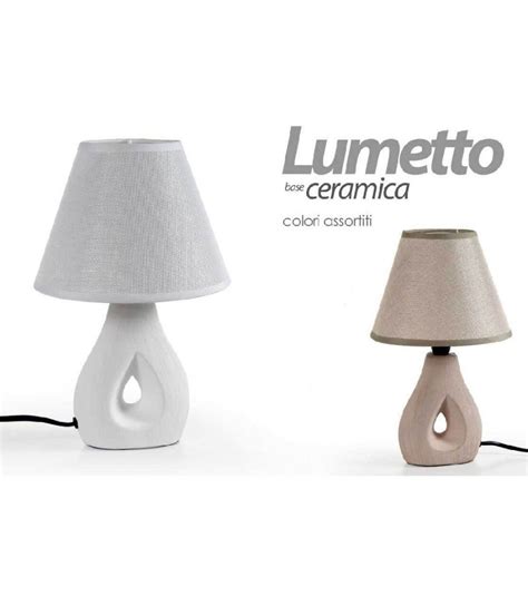 LAMPADA LUMETTO ABAT JOUR CERAMICA TAVOLO COMODINO E14 COLORI ASSORTIT