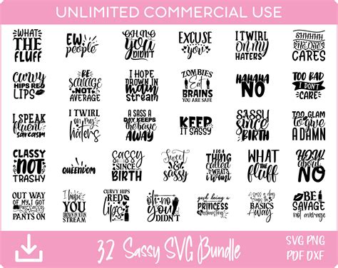 32 Sassy Quotes Svg Bundle Sassy Sayings Funny Svg For Cricut