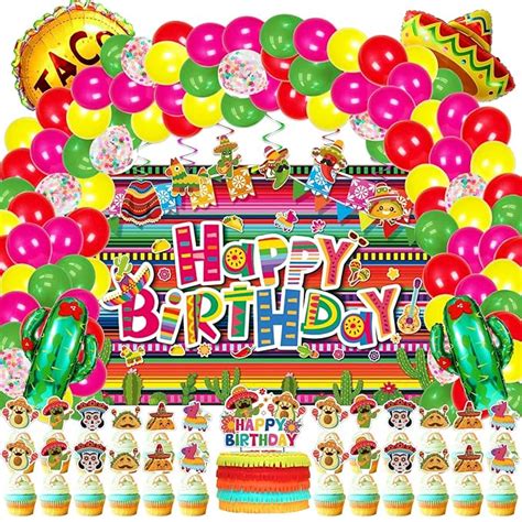 Mexican Themed Birthday Party Decorations 129 Pcs Fiesta Taco Birthday