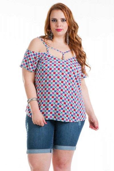 116034 116034 Blusa Plus Size Viscose Estampa Quadriculadas Roupa