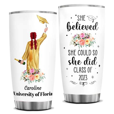 Buy Wowcugi Personalized Graduation Tumbler She Believed She Could So