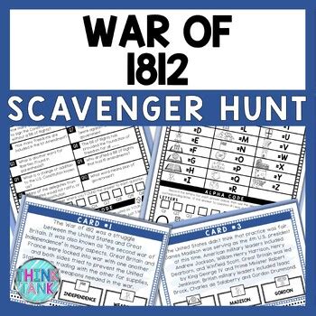 War Of 1812 Scavenger Hunt Reading Comprehension Activity By Think