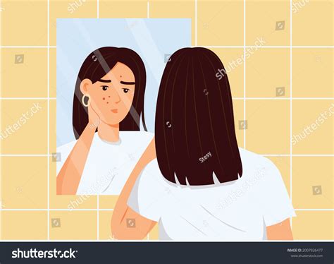 Sad Girl Looking In Mirror Images Stock Photos Vectors Shutterstock