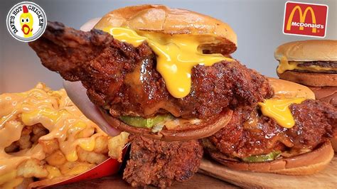 ASMR MUKBANG DAVE S HOT CHICKEN SPICY CHICKEN TENDERS MCDONALD S BURGER FRIES CHEESE FRIES