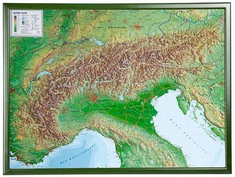 Reliefkarte Der Gesamten Alpen 3D Relief Wandkarten