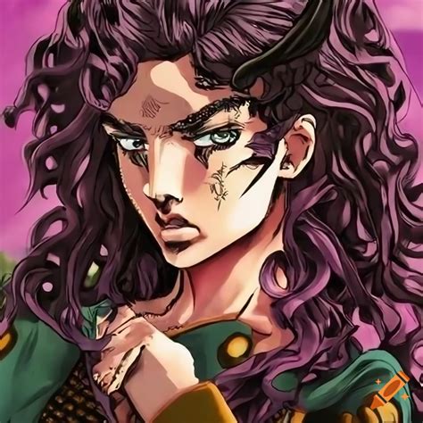 A Boy With Long Curly Dark Brown Hair In Jojo S Bizarre Adventure Art