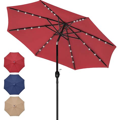 Siavonce Ft Market Solar Umbrella Led Lighted Patio Umbrella