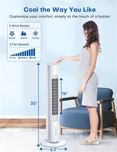 Temeike 3 In 1 Evaporative Air Cooler 35 Windowless Tower Air Conditioner Portable For Room