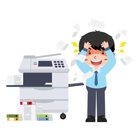 Confused Business Worker Broke Copy Print Office Multifunction Machine