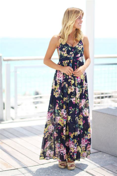 Navy Floral Maxi Dress Maxi Dresses Saved By The Dress