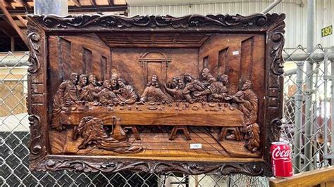 Antique Last Supper Carved Wood Plaque Dixon S Auction At Crumpton