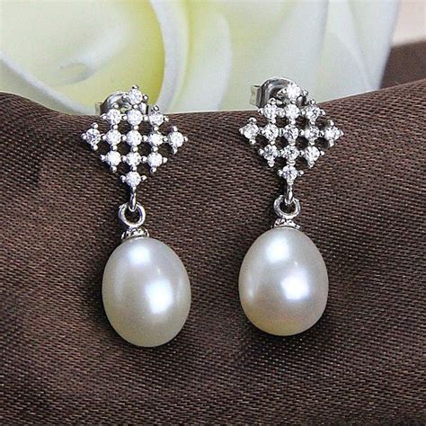 Pearl Drop Earring Weddingbridal Earrings Pearlpearl Crystal Earring9mm Pearl Earrings Drop