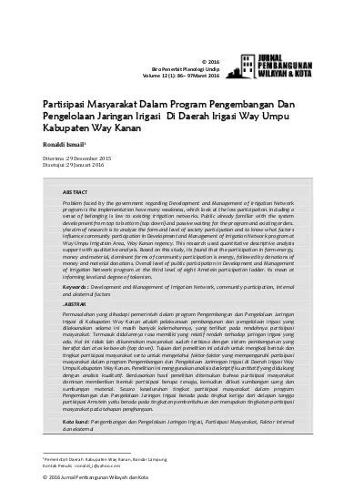 Partisipasi Masyarakat Dalam Program Pengembangan Dan Pengelolaan