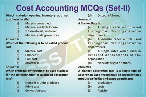 Cost Accounting MCQs Archives CSS Times