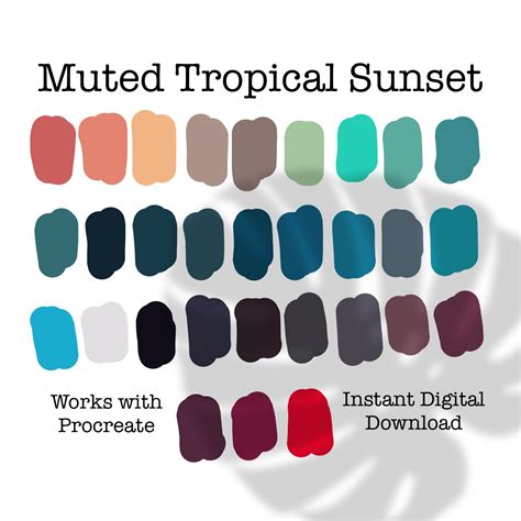 Procreate Color Palette Bright Tropical Color Swatches Etsy