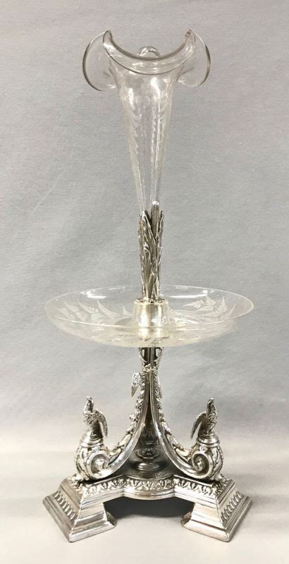 Late Victorian Silver Plate And Etched Glass Epergne