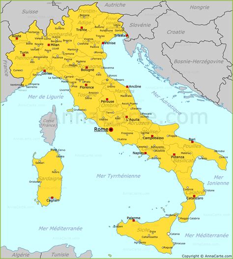 Carte Italie Villes Principales Voyage Carte Plan