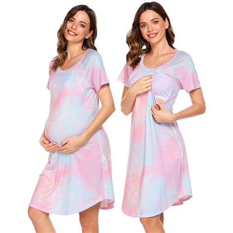 Wbq Women Floral Nightgown Nursing Gown In Delivery Labor