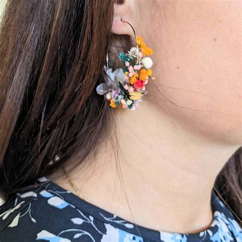 Boucles Doreilles Artisanales En Fleurs Stabilis Es Arc En Ciel Vaia