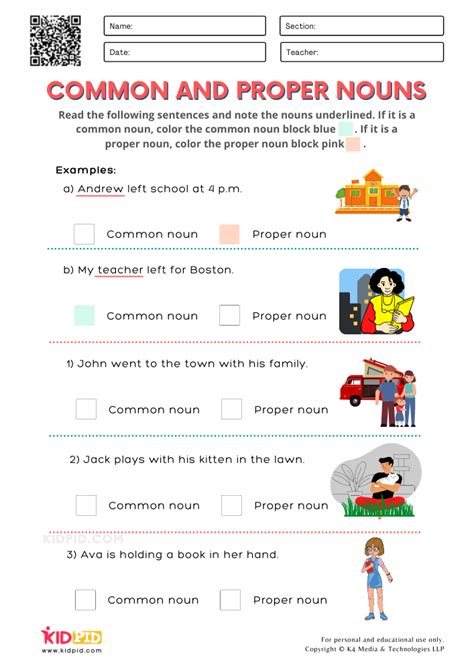 Common Nouns Printable Worksheets